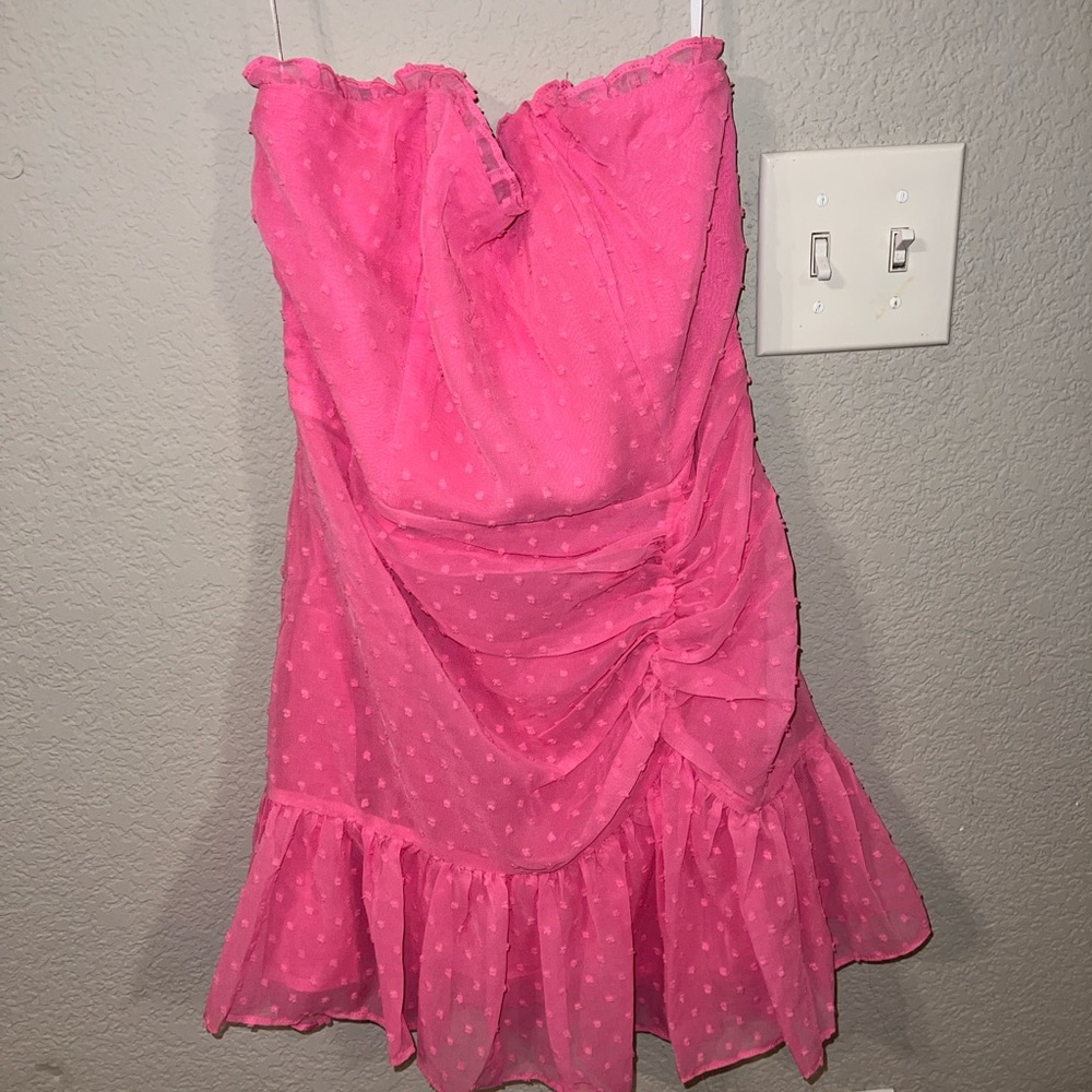 Hello Molly Hot Pink Swiss Dot Mini Dress